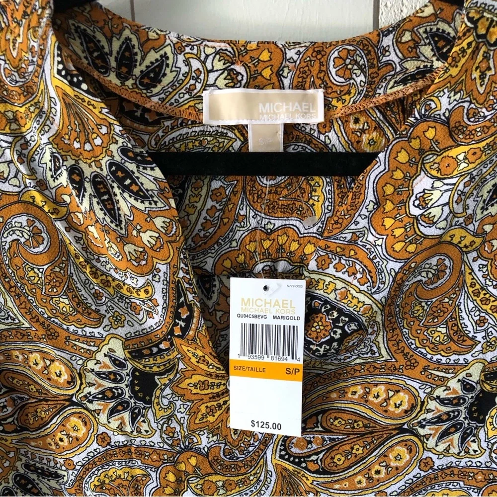 NWT MICHAEL Michael Kors Marigold Paisley Blouse Size Small - Picture 4 of 8